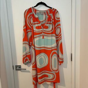 Banana Republic Orange and Light Blue Dress